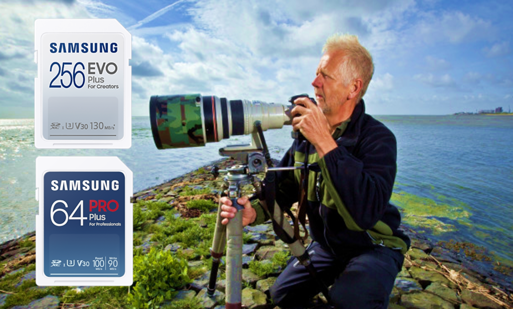 Voor alle camera's is een geheugenkaart van Samsung zeker aan te raden. Kies voor de Samsung EVO Plus SD kaart of Samsung Pro Plus SD kaart.
